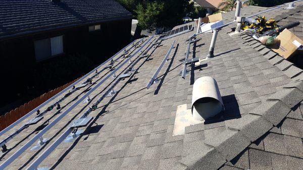 Residential Solar Installations - Composition Shingled Roof 
  City of Laguna Niguel
 Railing system / Micro-invertors / Wiring