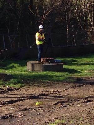 Filming at a sewage plant, November 2013