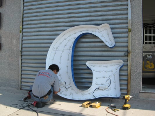 Worker Marking Channel Letter