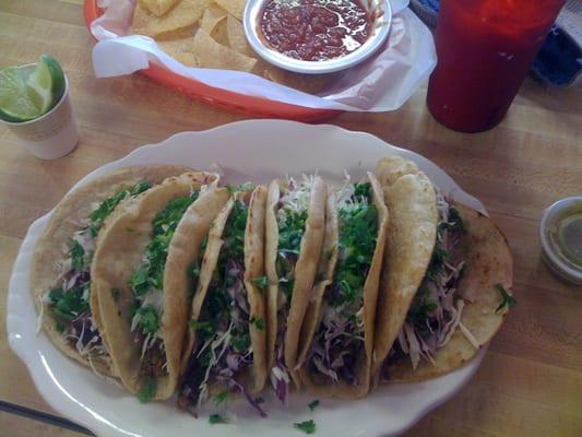 These are some big tacos, and the tortillas are handmade.