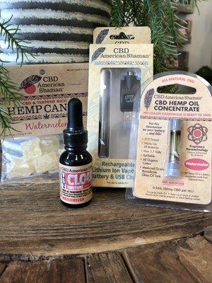 CBD American Shaman Lenoir City. VG Cloud tincture, hemp candy, clearomizers, and pens.