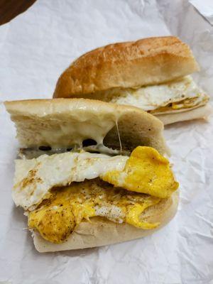 Egg, cheese and scrapple on a long roll