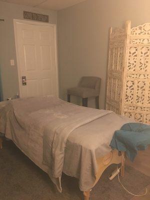 Another view from inside my massage therapy space. Heated table available.