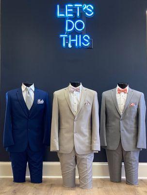 Our Menswear department gives your party options as well as delivery right to their front door!