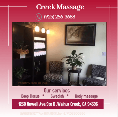 Creek Massage is the place where you can have tranquility, absolute unwinding and restoration of your mind,  soul, and body...