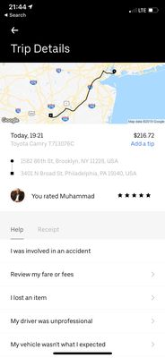 Photo Showing Uber Ride of $216.72 after leaving dealership for Bait/Switch Tactic with Nonsense Fees t