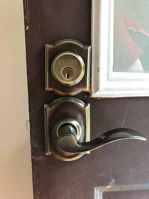 upgraded Schlage hardware with Camelot trim