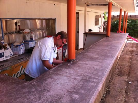 Concrete Counter-top Senor Buddy's beer garden on HWY 290