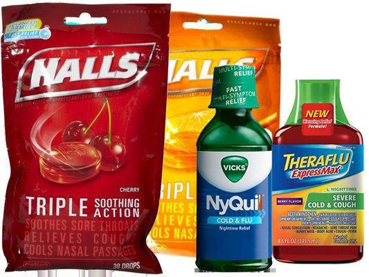 We have your cold and flu medications.  We also have a wide variety of cough drops and syrups to make you feel better.