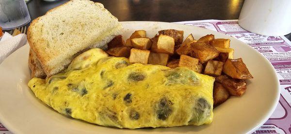 Vegetable Omelette sourdough toast and house potatoes