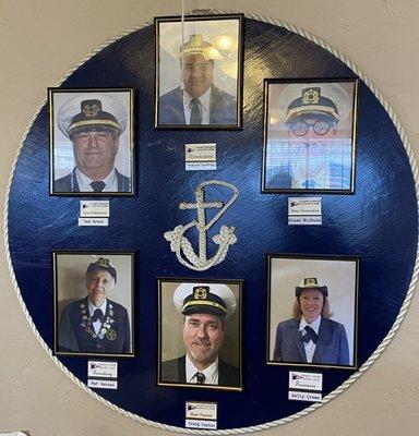 Commodores, secretary, treasurer, fleet captain.