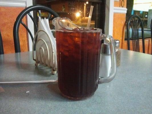 My own mini pitcher of jamaica... With unlimited refills for $2! Yes please!