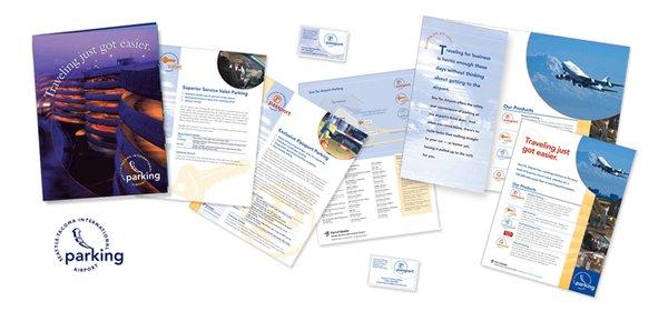 Marketing package for SeaTac Parking facility. Created logos, folder/brochure, sell sheets, parking cards