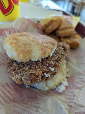 Cajun chicken biscuit combo with Bo rounds. $7.09. Thanksgiving Day 2023. They closed early at 2pm.