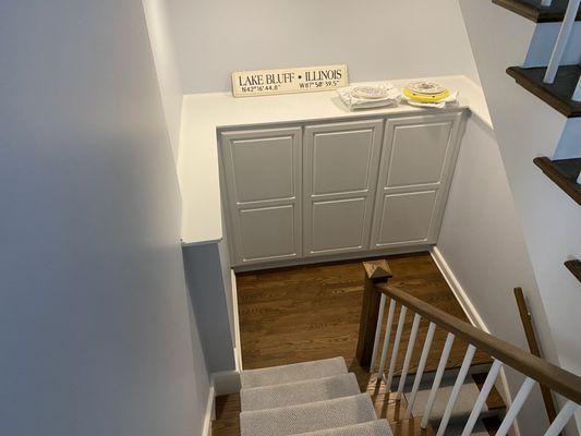 Painted stairwell and cabinets