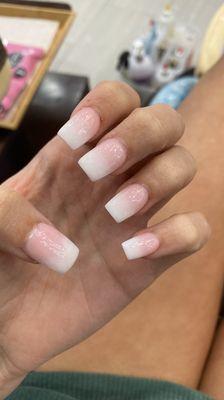 SNS pink & white ombré