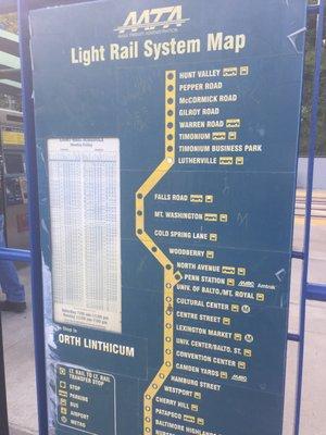 Light Rail Map.  There are a few branches for Penn Station and BWI airport.