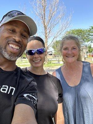 Neal, Natalie and Dawn hanging out exchanging camp stories we learned a lot hope to see you and Frankie again soon!