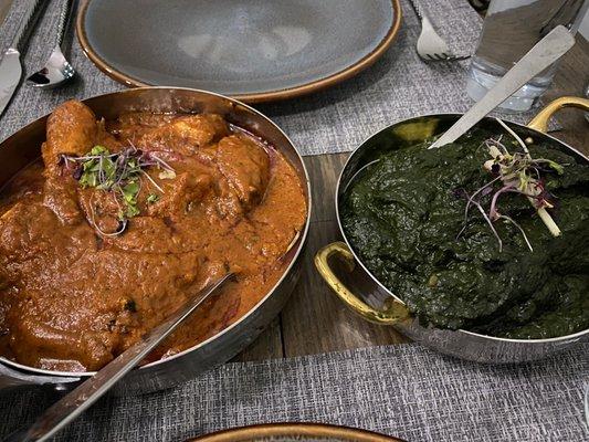 Chicken Makhani (Butter Chicken) and Palak Paneer