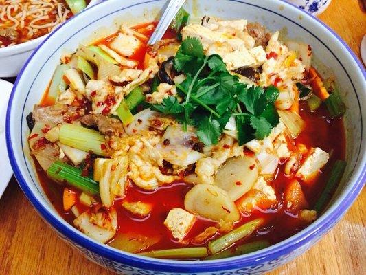 Great spicy beef noodles and Sichuan maocai!