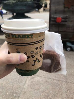 Hot coffee & apple cider donut