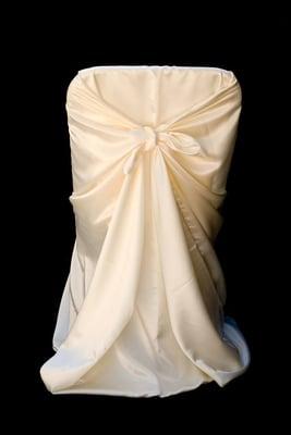 Ivory Satin Self Tie Chair Cover