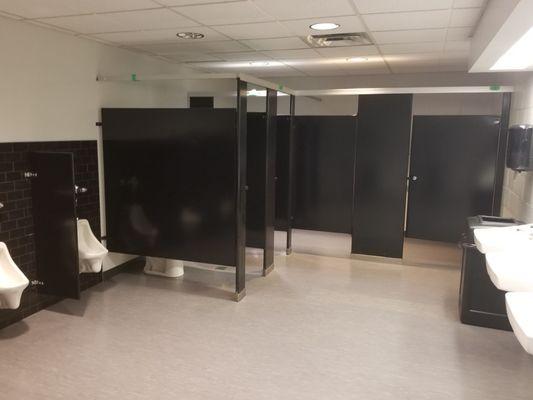 Electrostatic Painting of Bathroom Partitions in Melville NY.