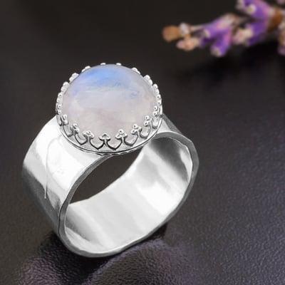 Moonstone with Fine Silver band