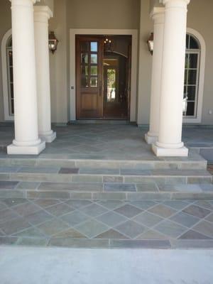 Exterior porch installations in porcelain tile or natural stone