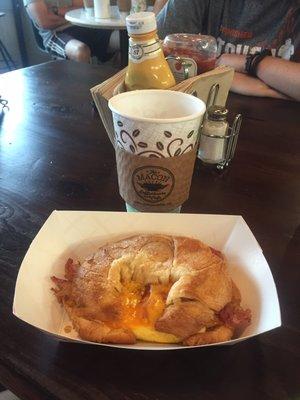 Breakfast croissant with coffee. (That coffee was delicious!)