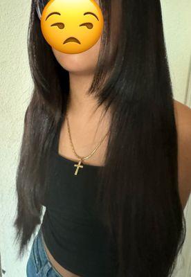 No blending, uneven hair, horrible cut