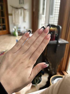 Black French tip acrylic nails