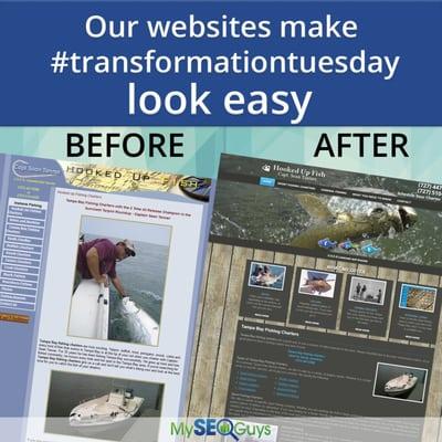 Before and after of our client hookedupfish.com new site