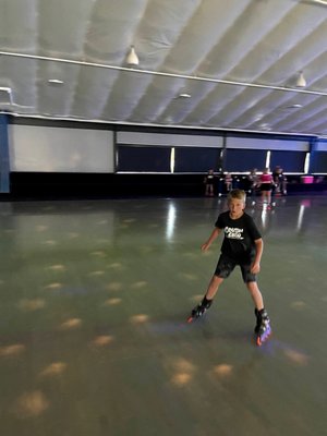 Logan loved being timed as he made his way around the rink.