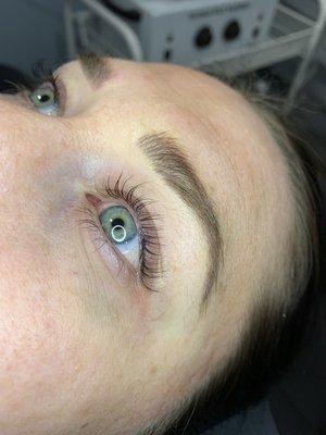 Lash lift and fresh microblading.