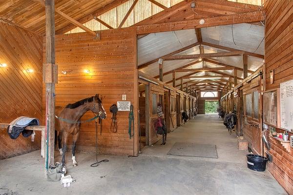 Crosstie and aisle way on A-side of the main barn.