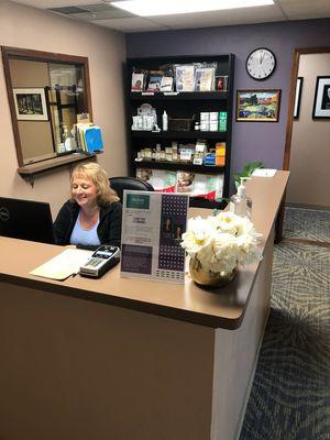 Front desk reception with Debbie.