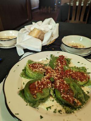 Spinach ravioli.