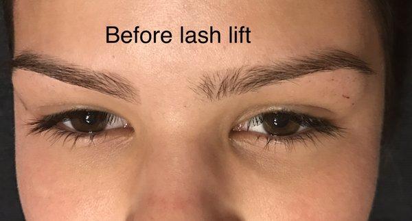 Before a lash lift for E