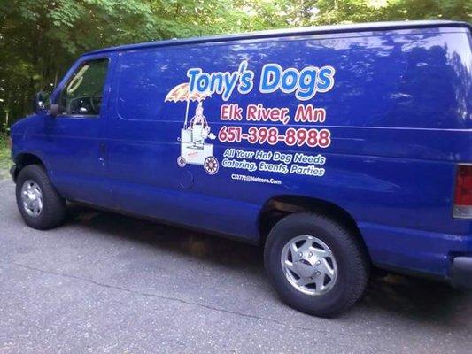 Just look for the blue van for contact information for events and parties.