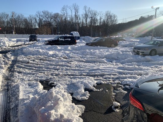 Four people had to be pushed to get out of the parking lot