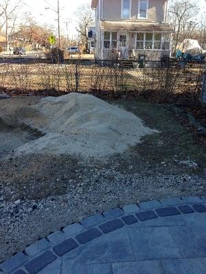 Sand pile Robert Ott landscaping left and refused pick up.