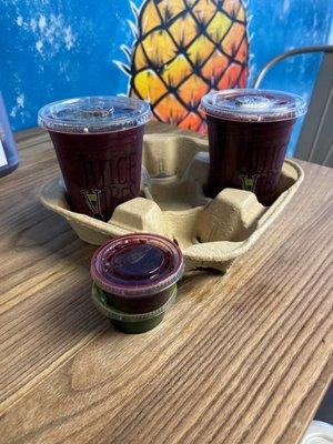 Beet it smoothies and Wheatgrass shots/Flu shots. AWESOME!