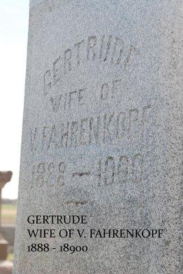 Born Gertrud Kraus, she was the wife of Heinrich VALENTINE Fahrenkopf, the pic is wrong, she lived 30 Aug 1828 - 3 Dec 1900