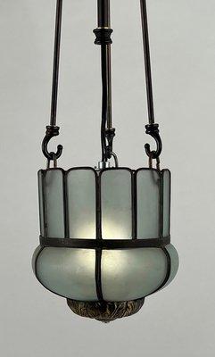 Incredible Set of 4 Pendant with Frosted glass, Circa 1915.