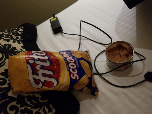 This is the life bean dip & Fritos while on my lap top in bed