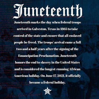 Celebrating and honoring Juneteenth Federal Holiday!!!