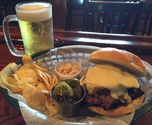 The Famous Roast Beef and draft mug.