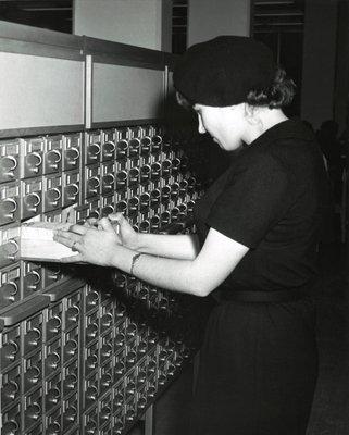 Historical Image. Card Catalogue. 1950's.