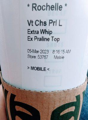 Venti Chestnut Praline Latte